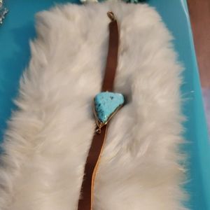 Leather turquoise stone choker